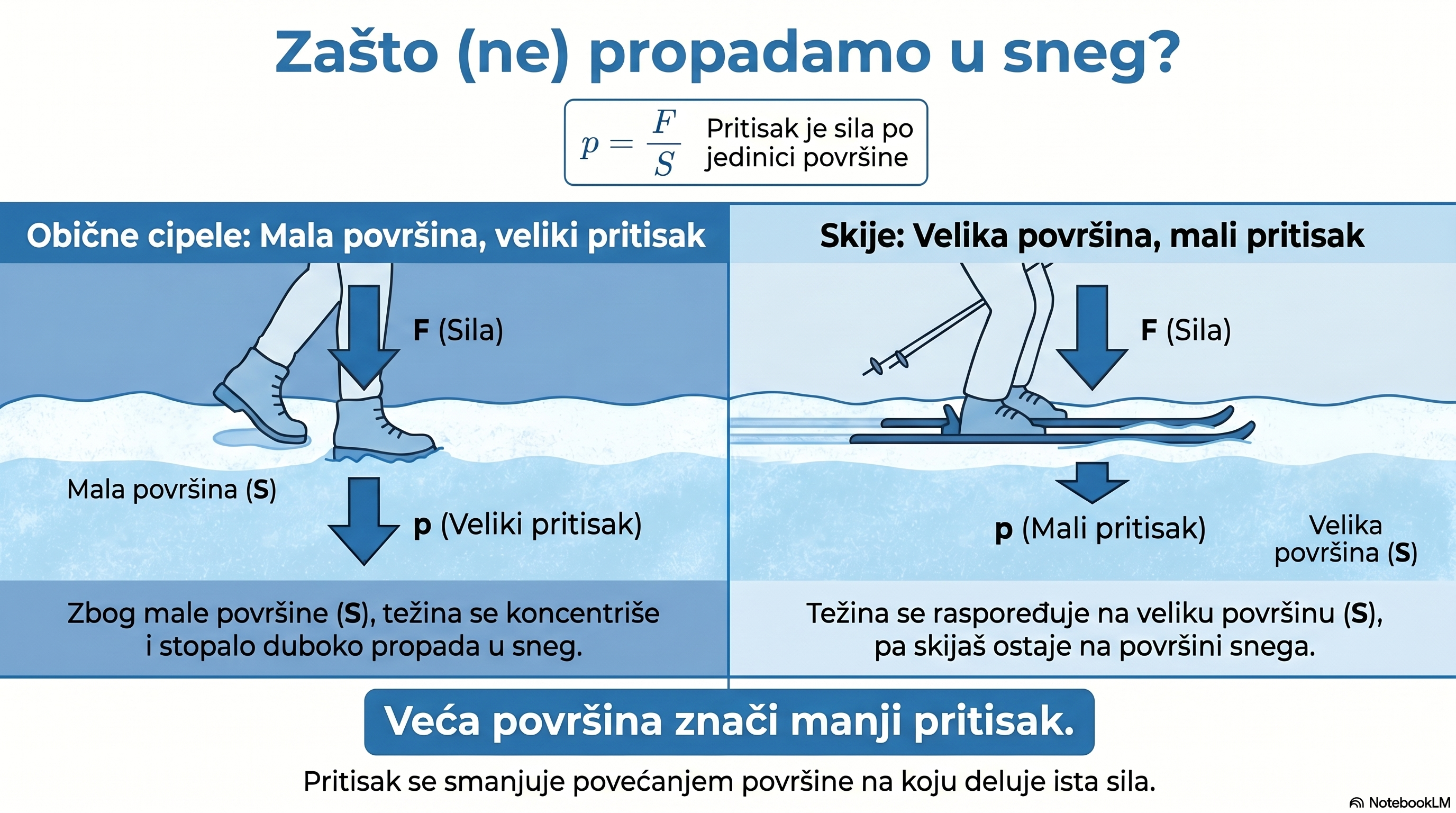 Zavisnost pritiska od dodirne površine