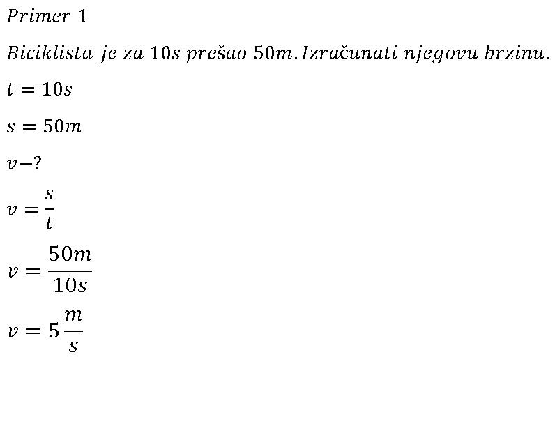Primer osnovnog zadatka iz brzine